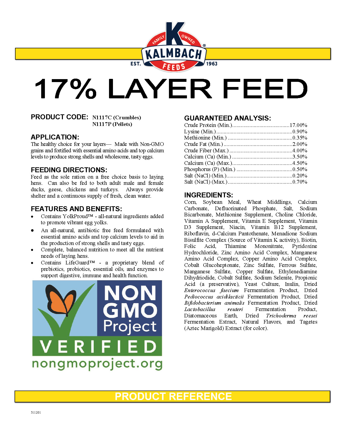 17% Layer Feed spec sheet