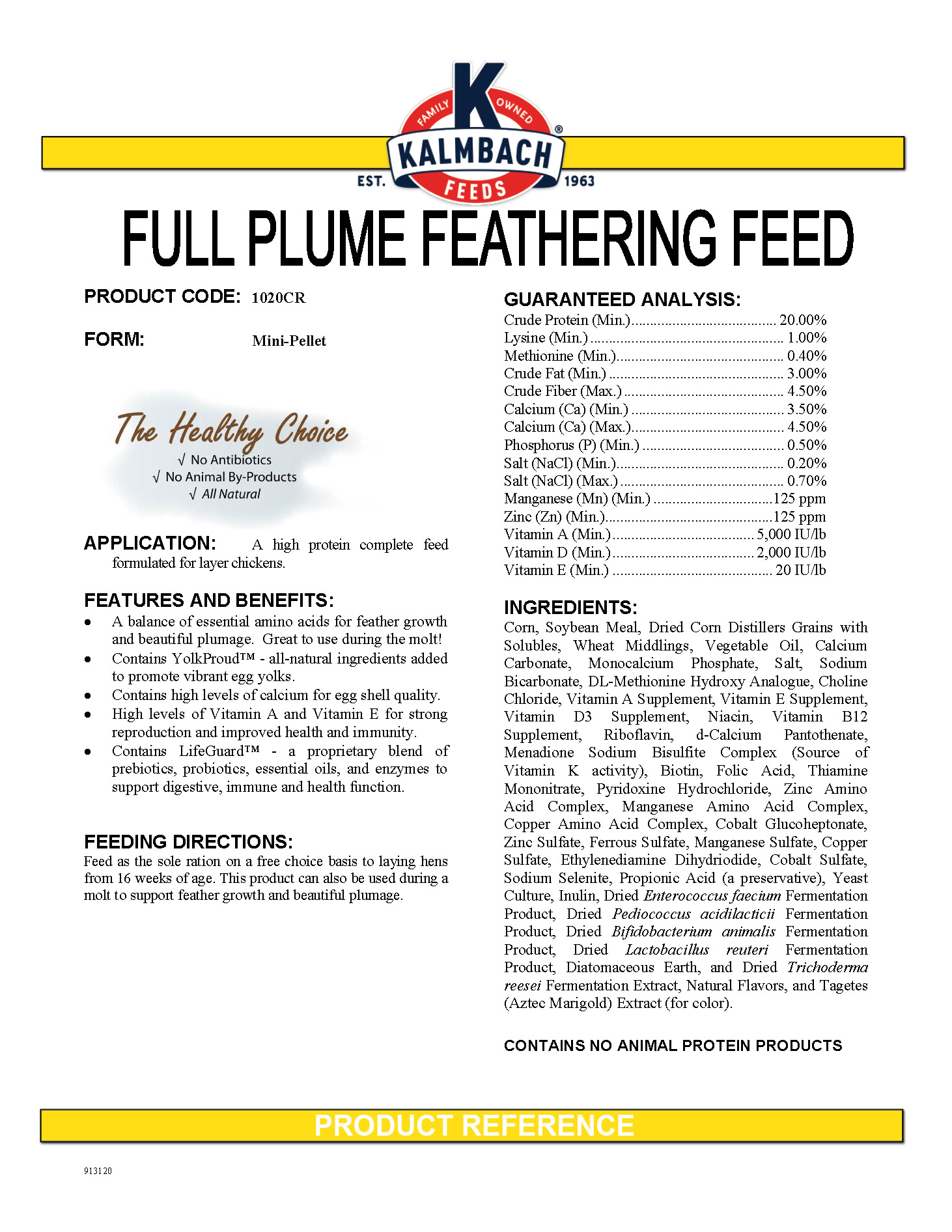 Full Plume Feathering Feed spec sheet