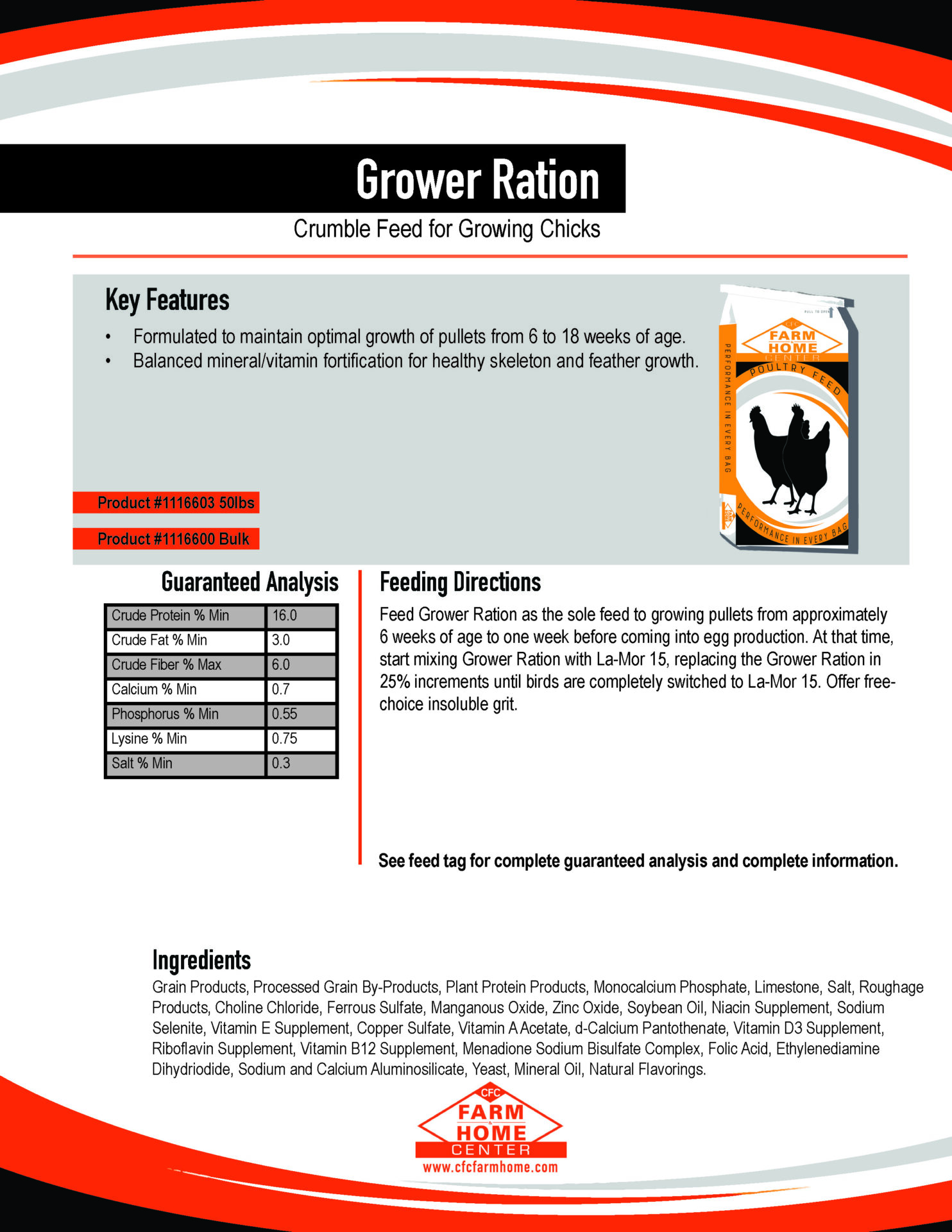 Grower Ration feed spec sheet
