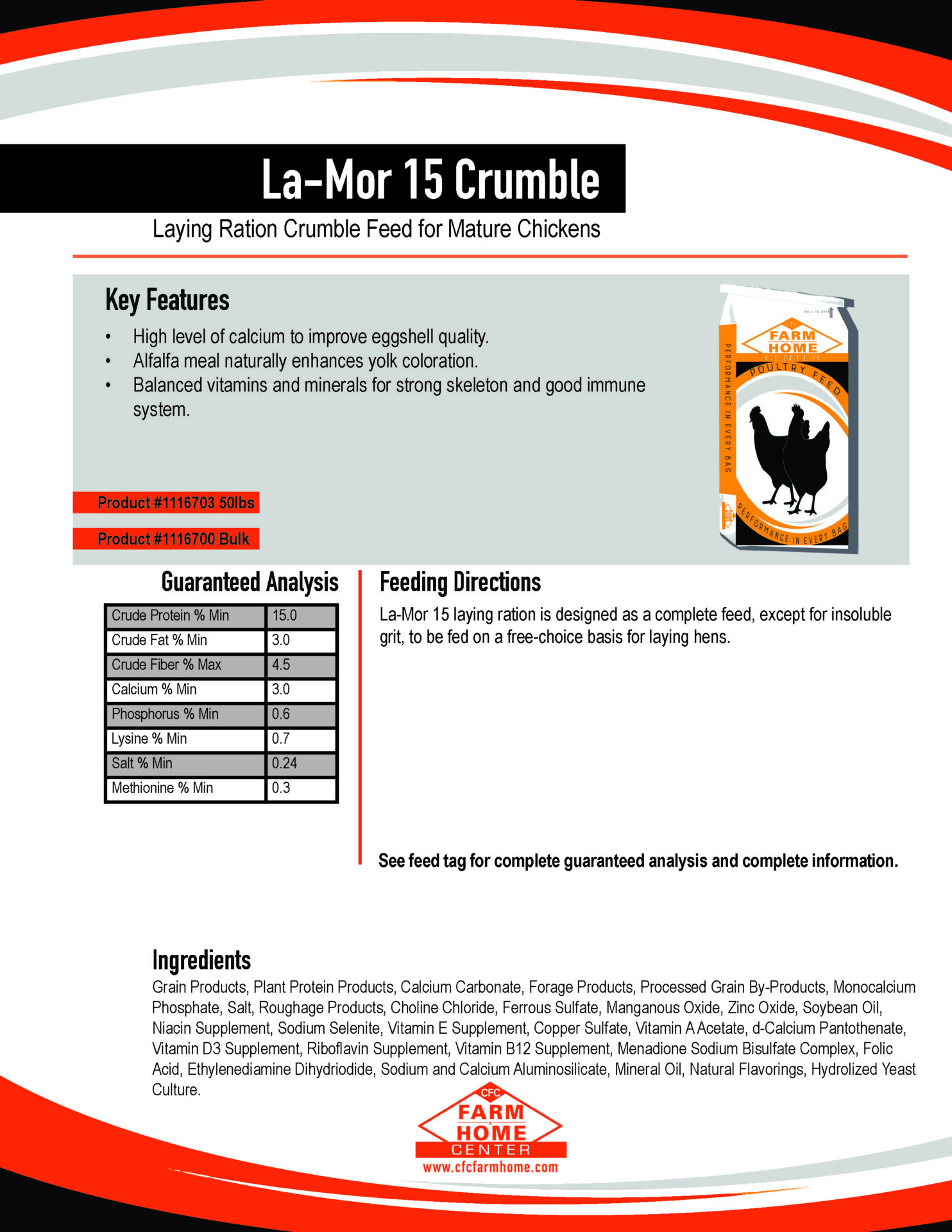 La-Mor 15 Crumble feed spec sheet