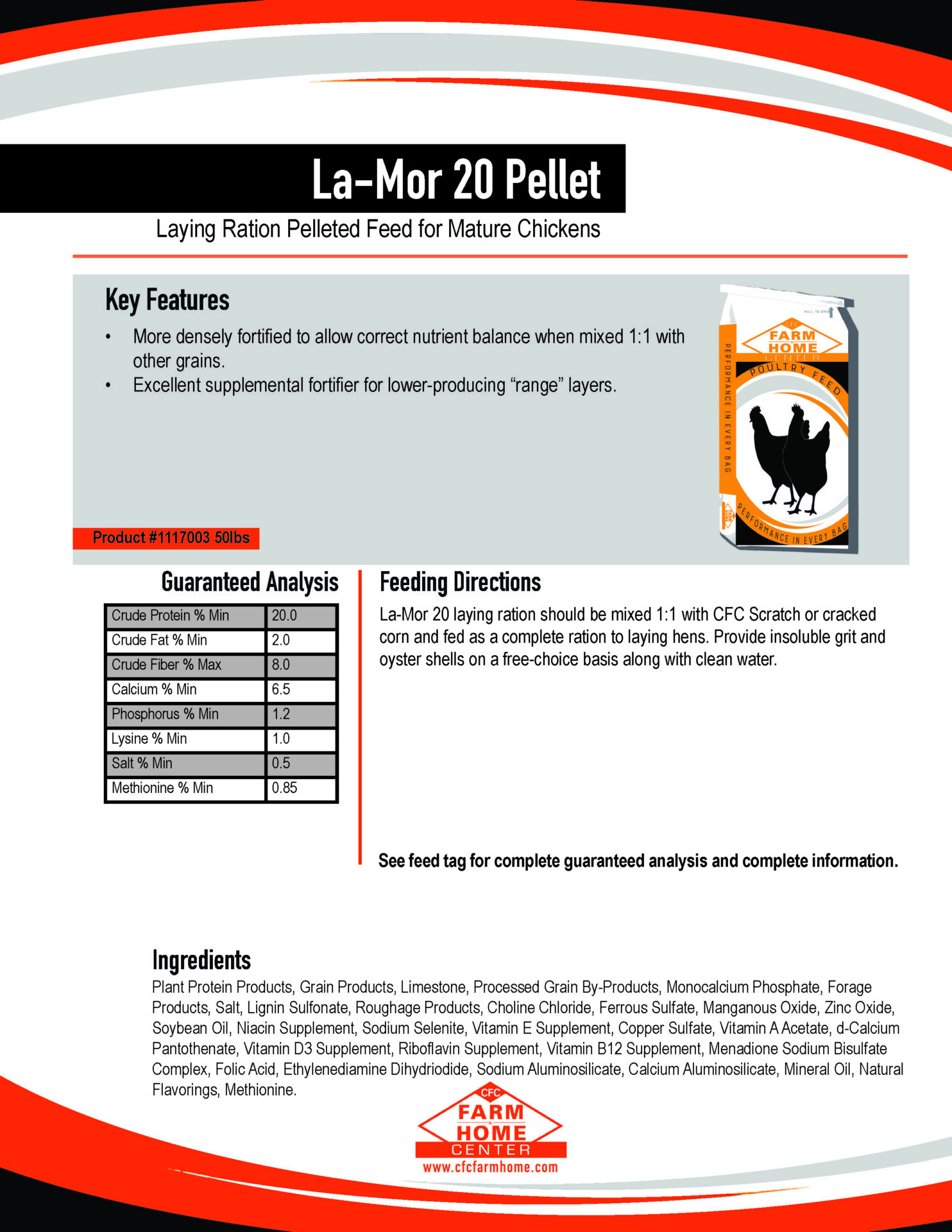 La-Mor 20 Pellet feed spec sheet