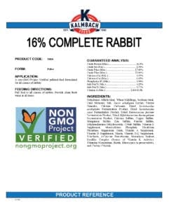 16% Complete Rabbit (Non-GMO) - CFC Farm & Home